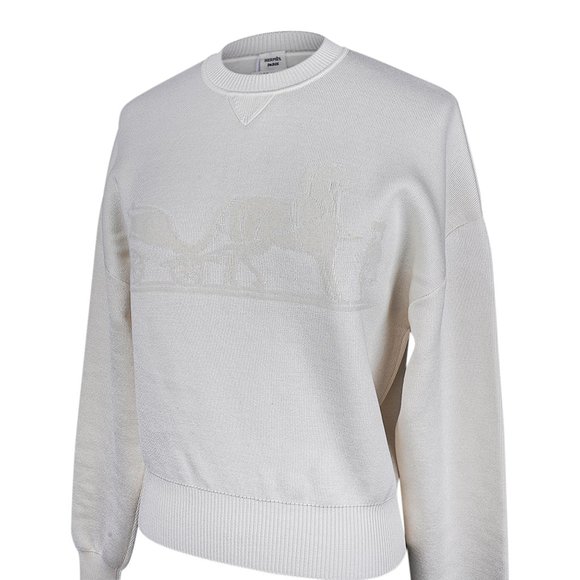 Hermes Sweater Ex-Libris Winter White Cashmere and Silk  34/4 - Picture 3 of 11